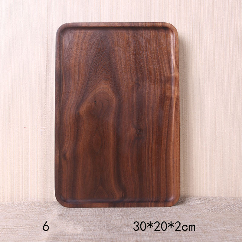 Plato llano rectangular de madera de nogal negro de estilo japonés