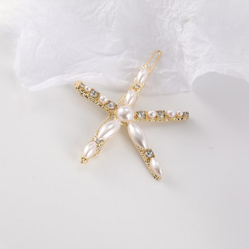 Ins ornement corée du sud Dongdaemun accessoire de cheveux fille étoile de mer incrusté de perles strass Barrettes