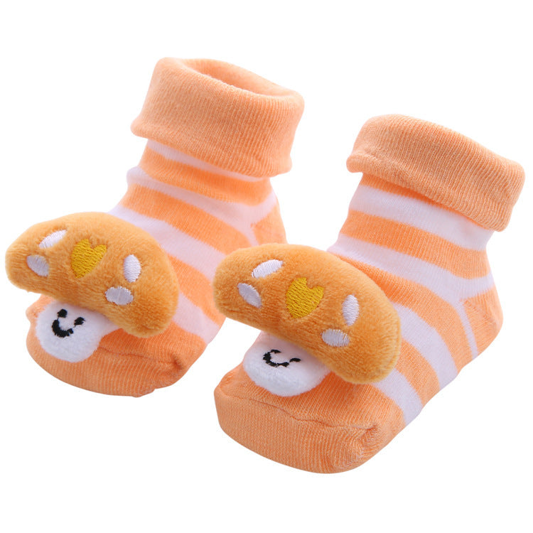 Chaussettes antidérapantes tridimensionnelles pour bébé, dessin animé, pour nouveau-né, poupée, vente en gros