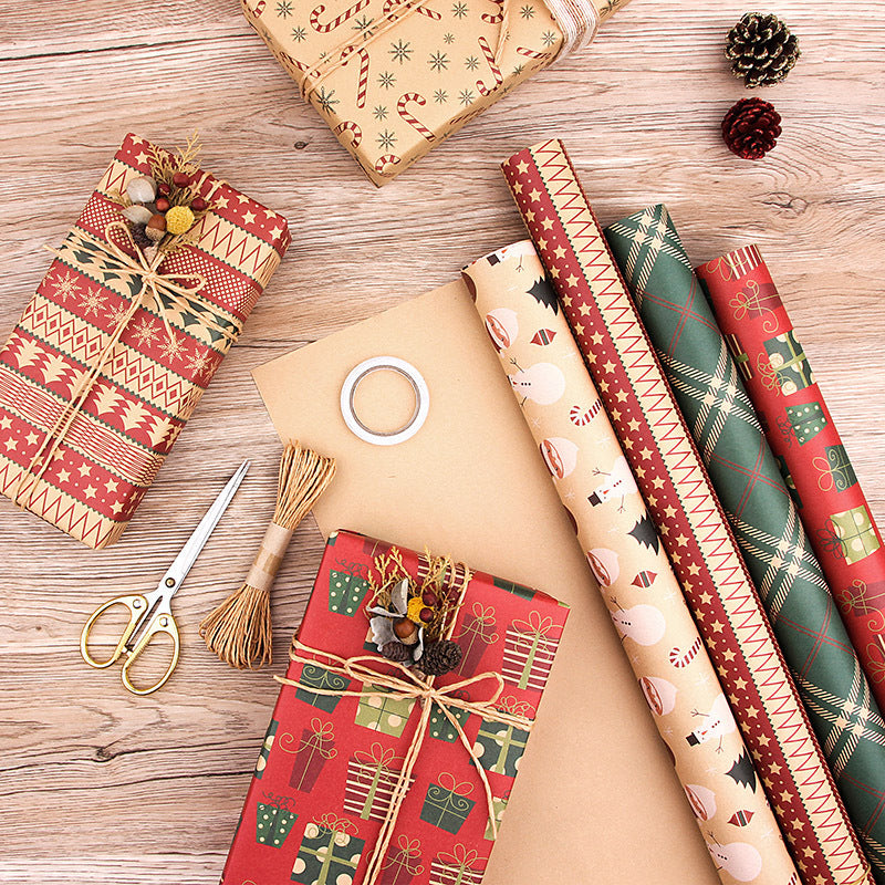 Papier d'emballage Kraft de Noël vintage Papier d'emballage cadeau de Noël