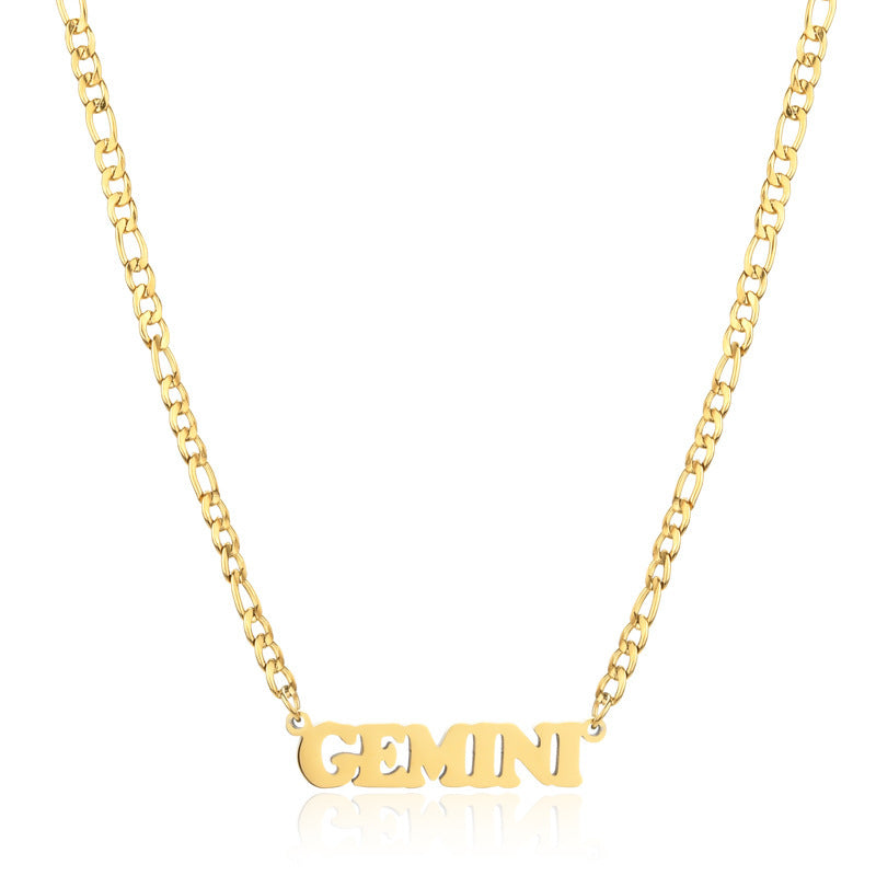New 304 Stainless Steel 18K Gold Simple Twelve Constellations Necklace