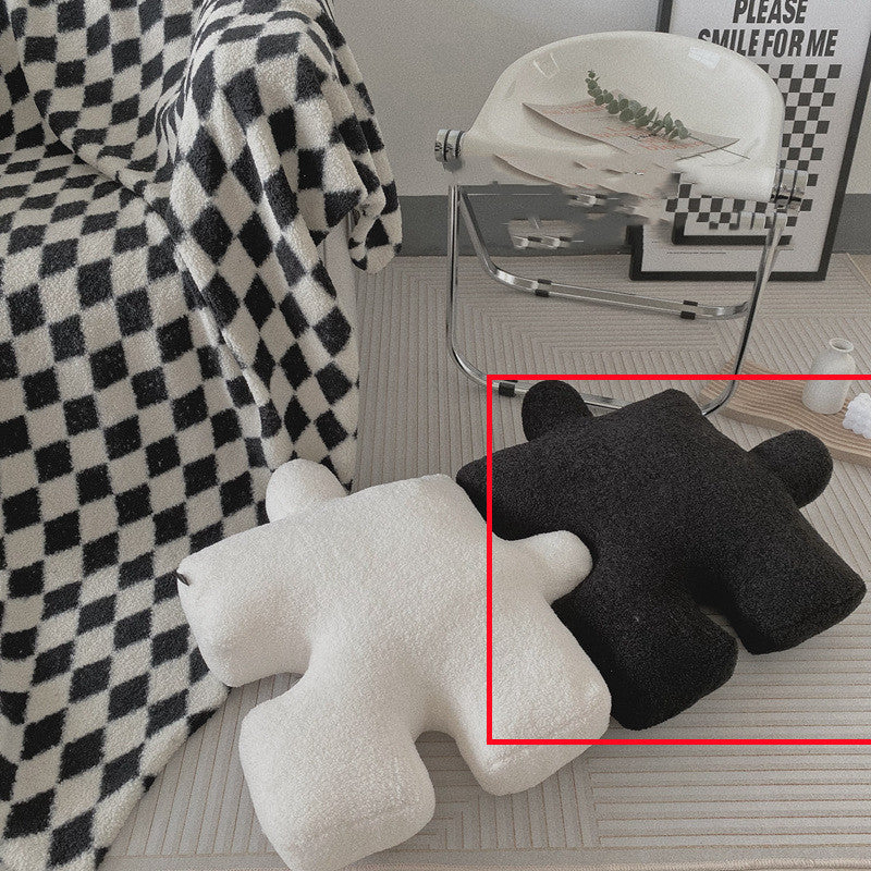 Oreiller en forme de Puzzle créatif en peluche, coussin moderne épissable, coussin de taille pour salon, décoration de la maison