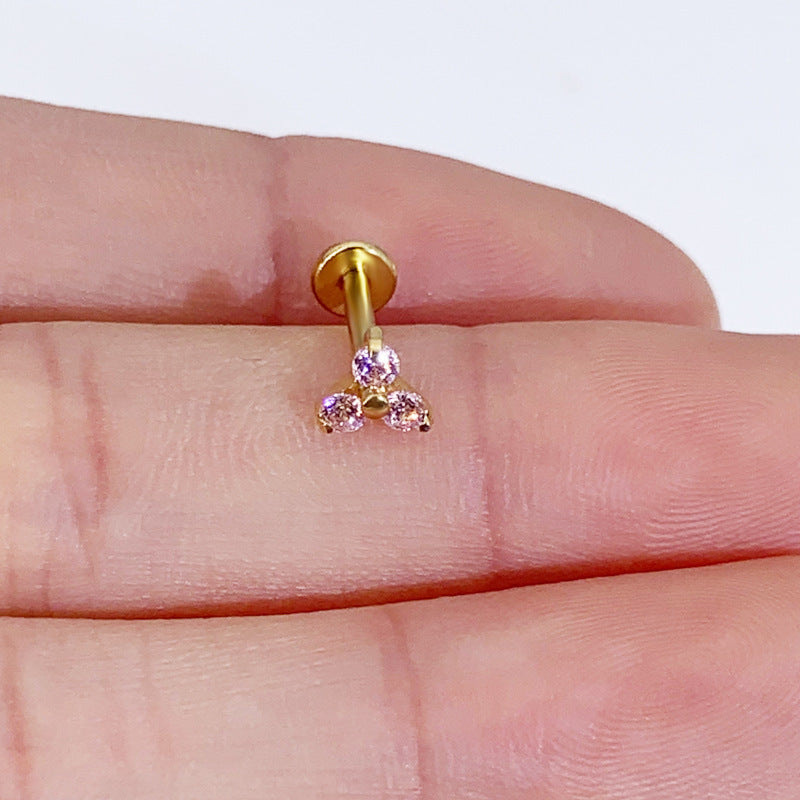 Pack de bougainvilliers spectabilis en titane incrusté de Zircon, clou d'oreille en os, Piercing pour le corps humain