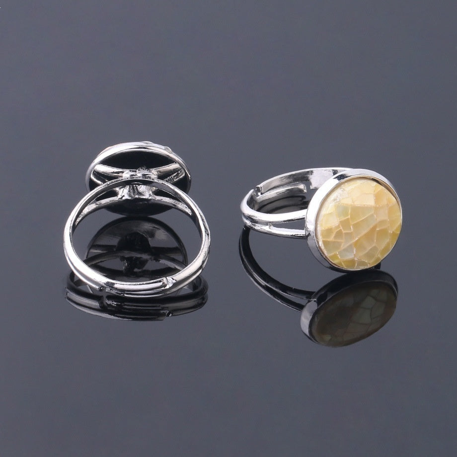 Women's Shell Ornament Convex Adjustable Stitching Circular Section Ring