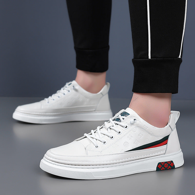 Chaussures de mode décontractées à fond souple pour hommes en peau de vache