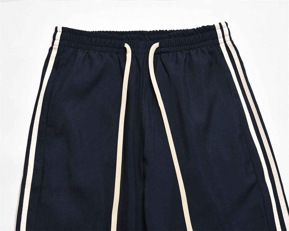 Men's Loose Color Contrast Patchwork Side Striped Sports Straight Trousers
