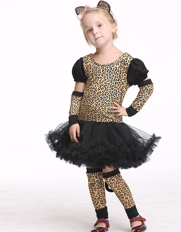 Disfraz de Halloween para niños, disfraz de gato leopardo para niñas, ropa