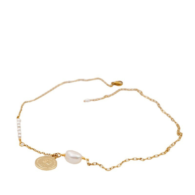 Cadena de clavícula con perlas de personalidad para mujer