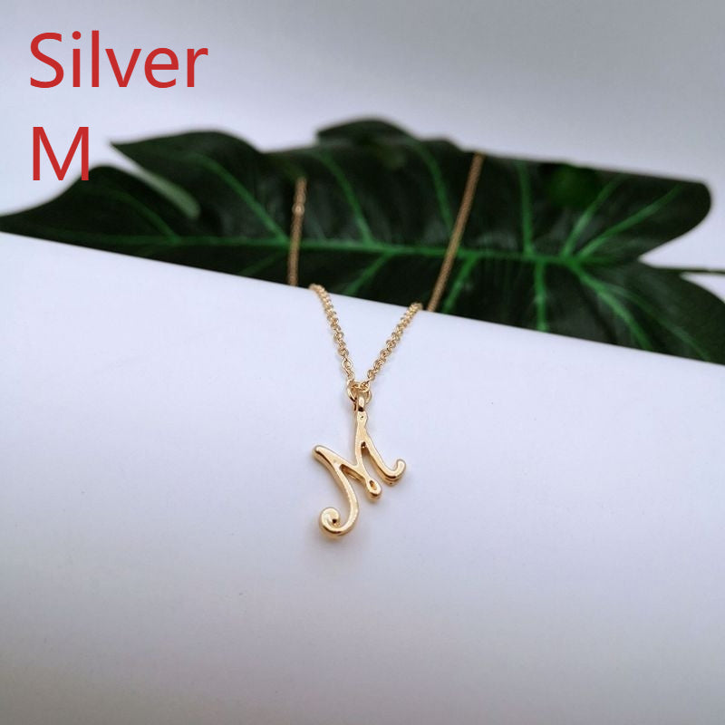 Ornament 26 Letter Necklace Simple Fashion Character Capital English Pendant Special-interest Design Clavicle Chain