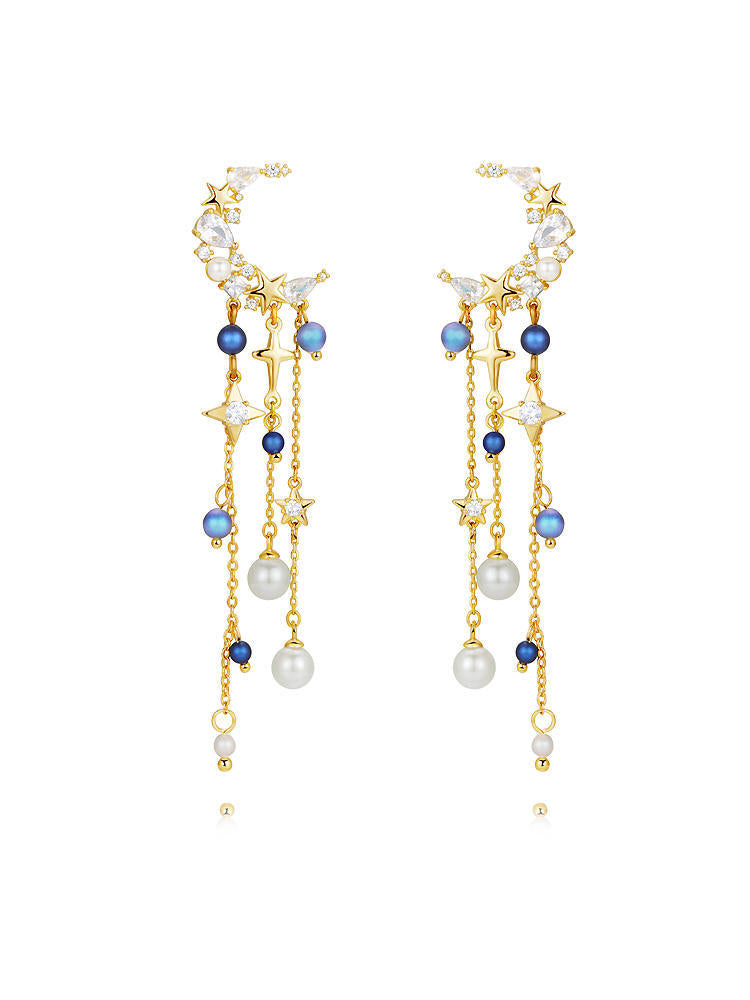 Boucles d'oreilles féeriques à effet fin avec pompon long