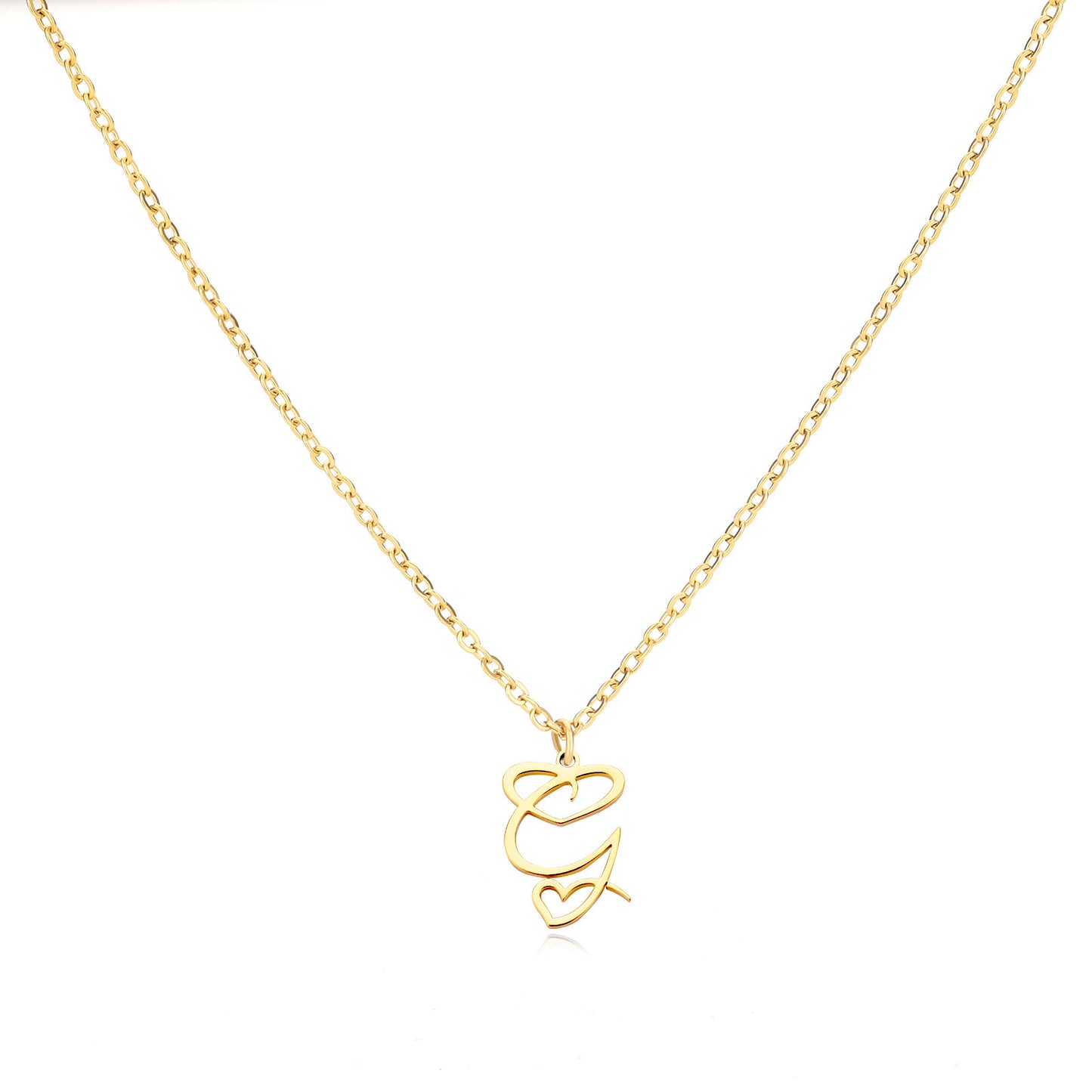 Collier créatif en acier inoxydable avec pendentif lettre cœur Simple pour femmes