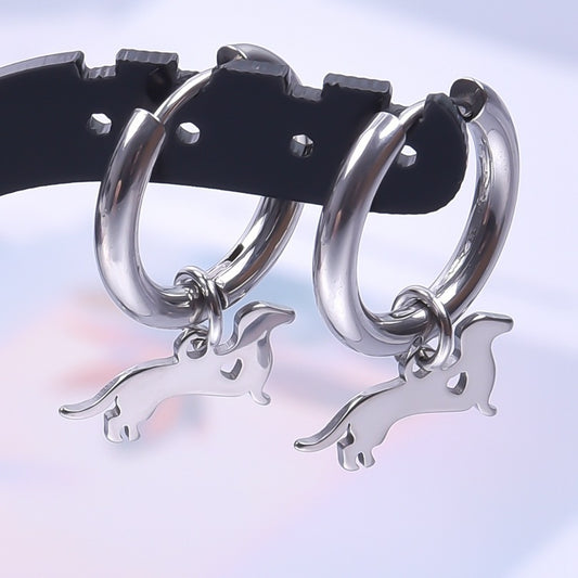 Boucles d'oreilles pour chien saucisse colorée galvanisées sous vide