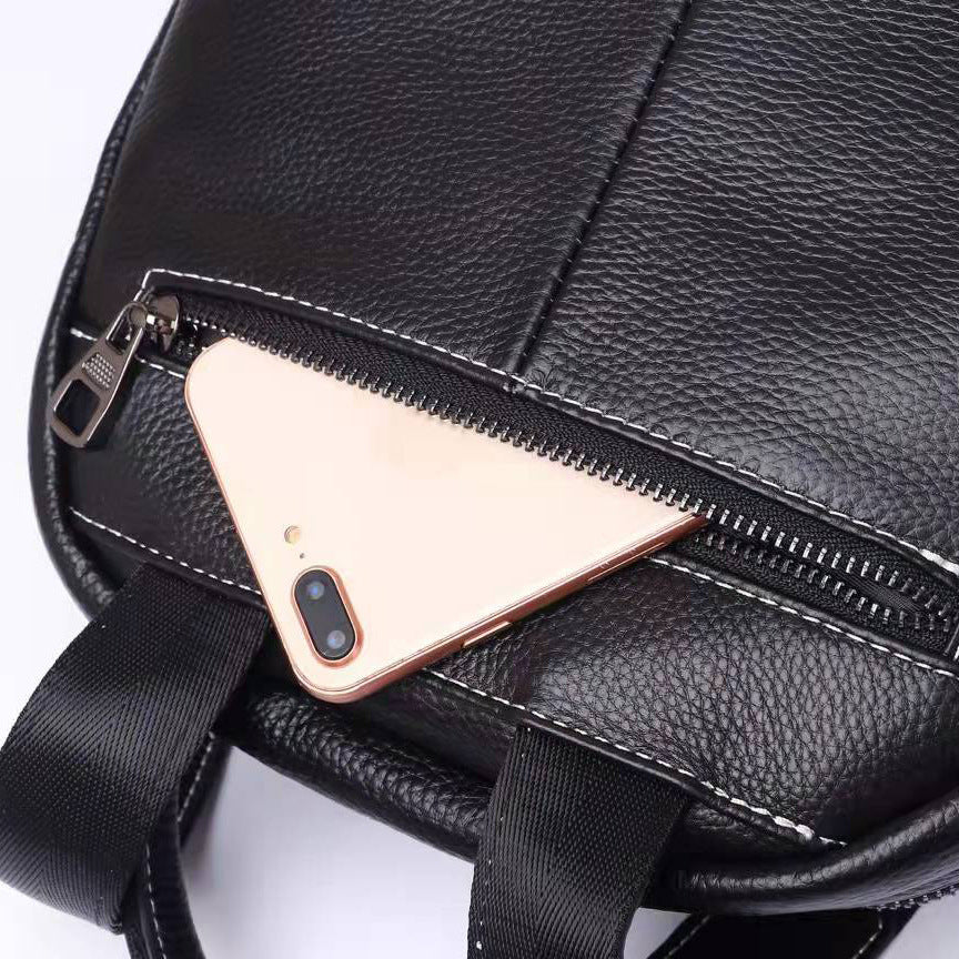 Sac à dos de voyage en cuir souple, polyvalent et décontracté, en cuir de vache de grande capacité