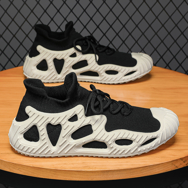 Zapatos de calcetines de punto con mosca versátiles, informales y transpirables para hombre