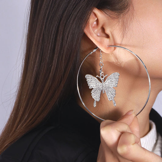 Boucles d'oreilles pendantes diamant rond pour femme