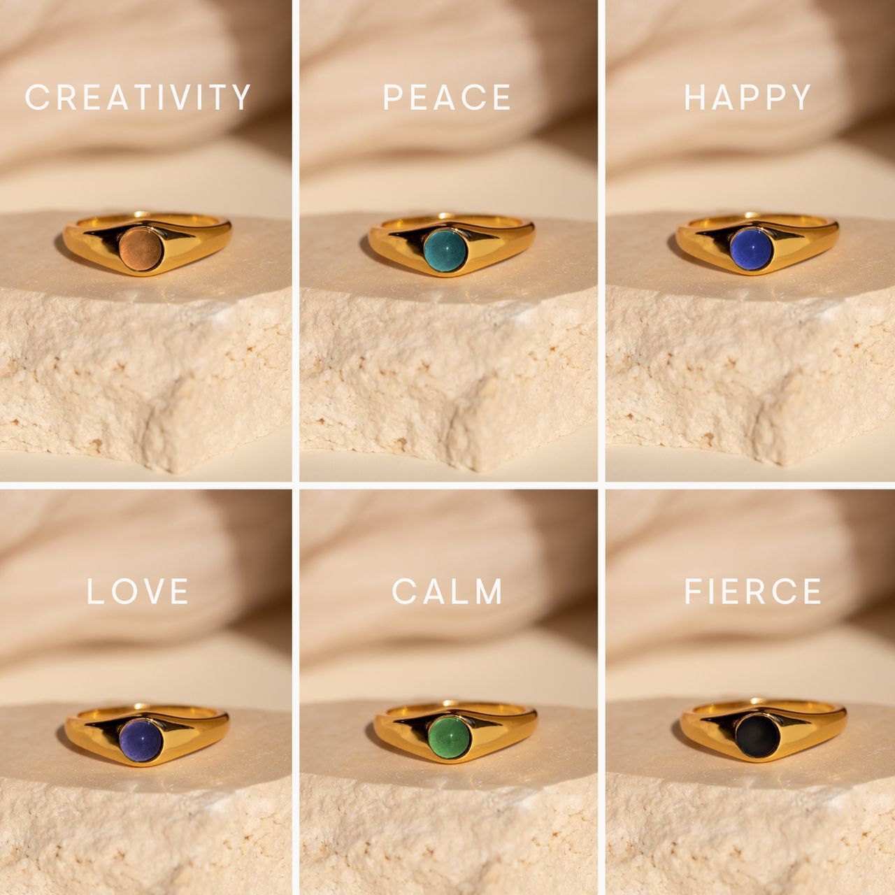 Anneau en or 18 carats plaqué par four sous vide en acier titane dégradé de pierre naturelle