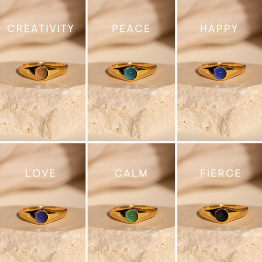 Anneau en or 18 carats plaqué par four sous vide en acier titane dégradé de pierre naturelle