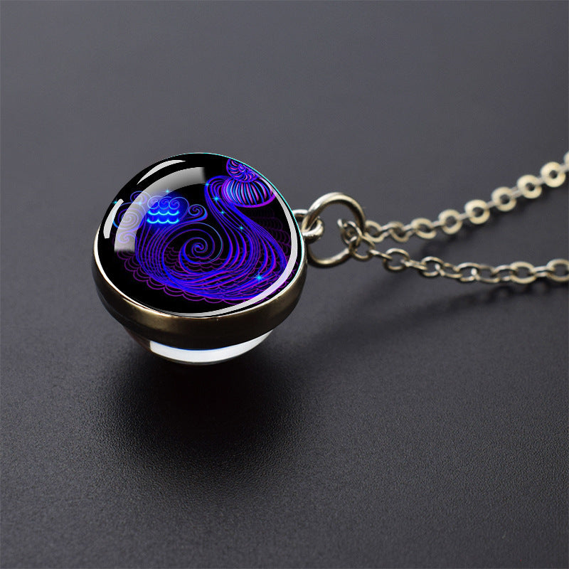 Collar Luminoso De 12 Constelaciones 20mm Plata Creativo