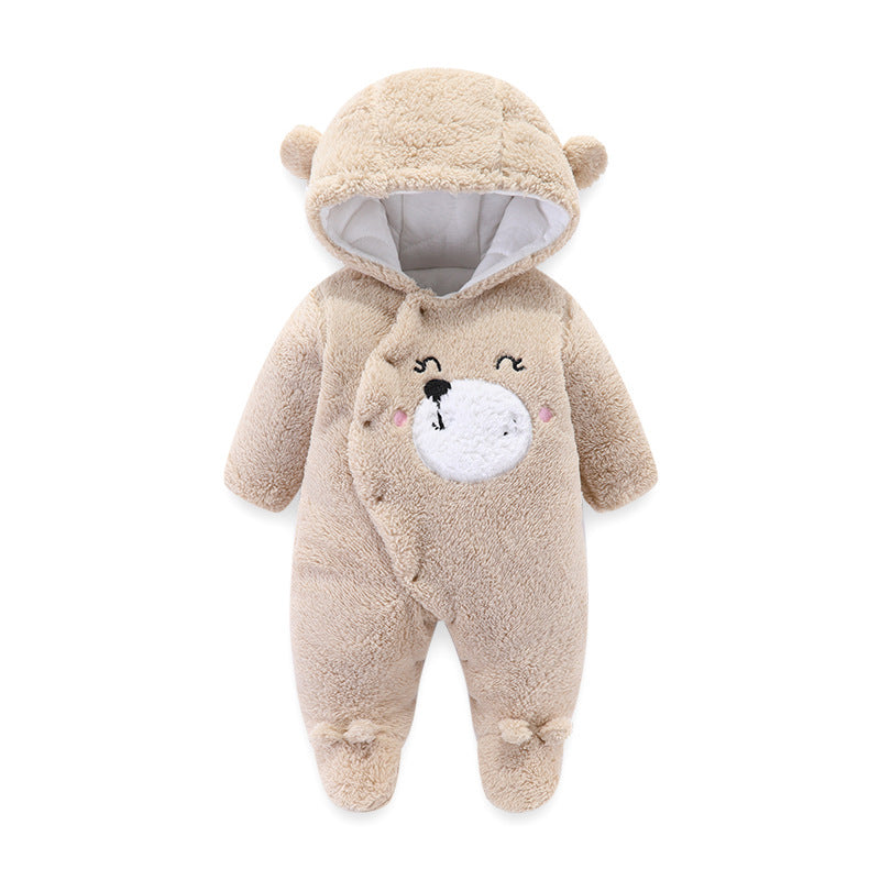 Saison bébé épaissi combinaison Shu coton velours combinaison nouveau-né hiver bébé et enfants vêtements barboteuse