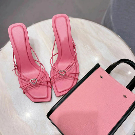 High Heels, Women's Head Thin Heels Rhinestones, Love