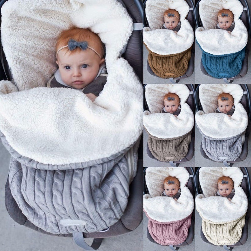 Sac de couchage épais pour bébé, doublure polaire, tricot chaud, poussette en laine