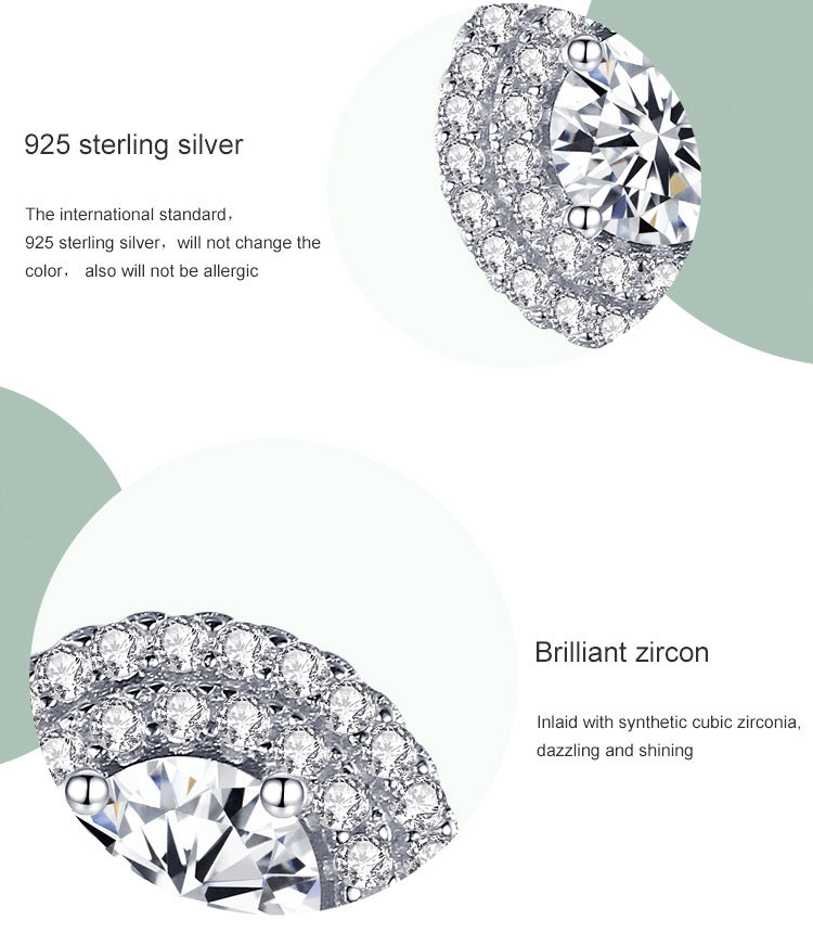 Boucles d'oreilles rondes élégantes en argent sterling S925 pour femmes