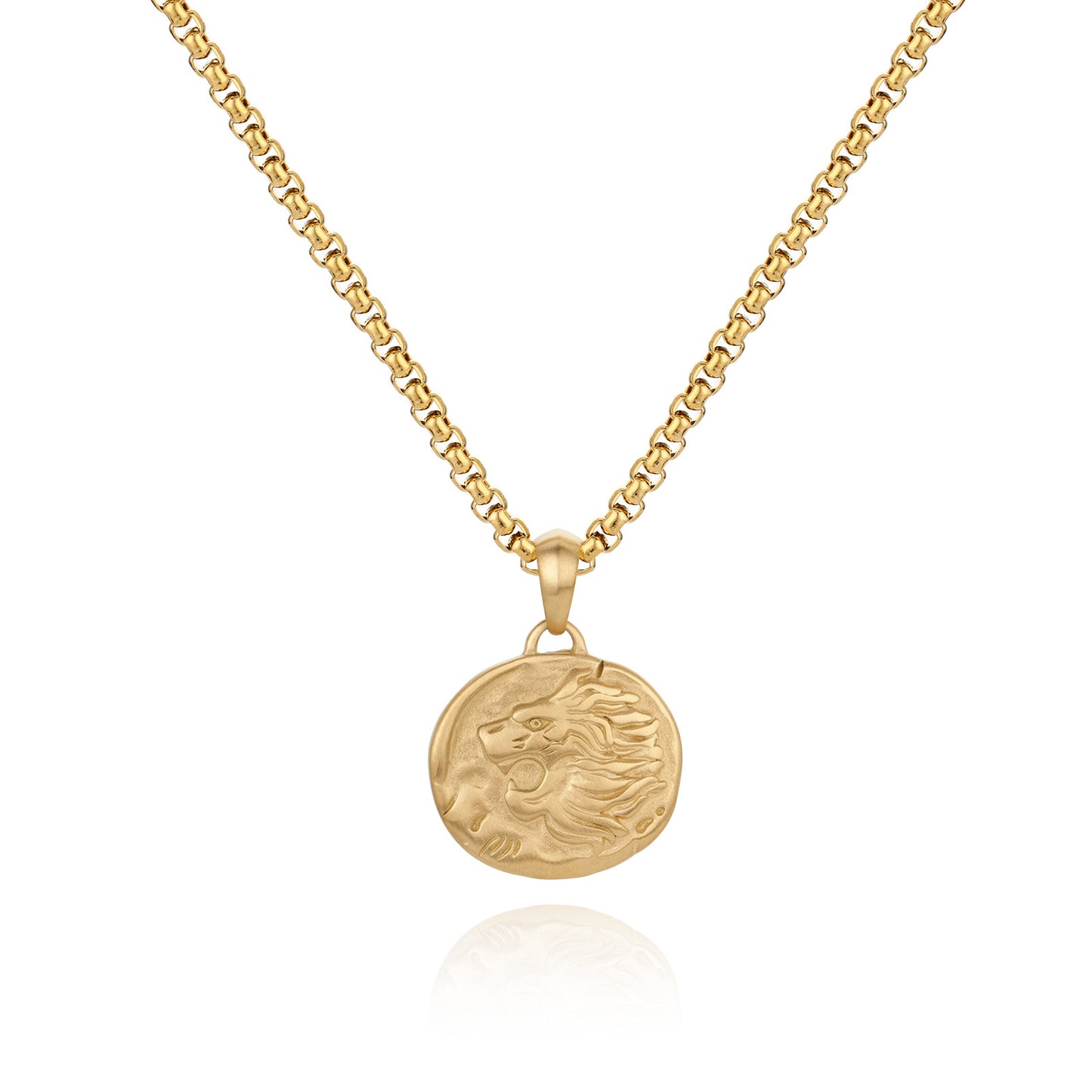 Collar con colgante chapado en oro de 18 quilates con moneda de acero inoxidable y brújula para hombre