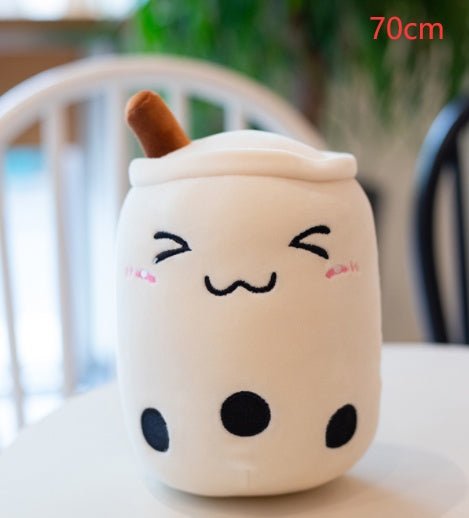 Peluche de boisson aux fruits, mignonne, douce, fraise, lait, thé, tasse de thé Boba, jouet bulle de thé, oreiller, coussin, cadeau pour enfants