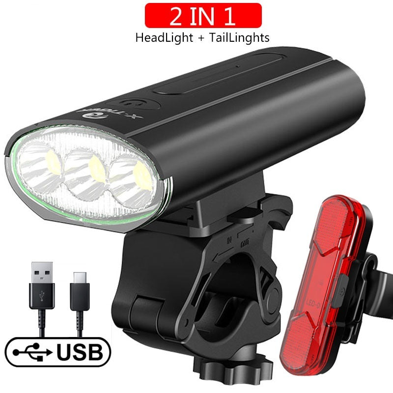 Lampe d'extérieur étanche rechargeable par USB, affichage de la puissance, lumière d'équitation nocturne en montagne