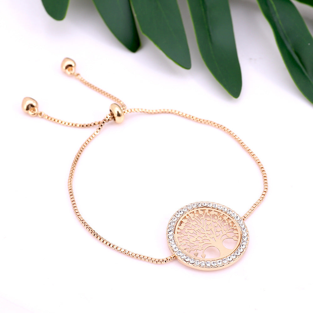 Nueva pulsera de árbol de la suerte creativa de metal dorado