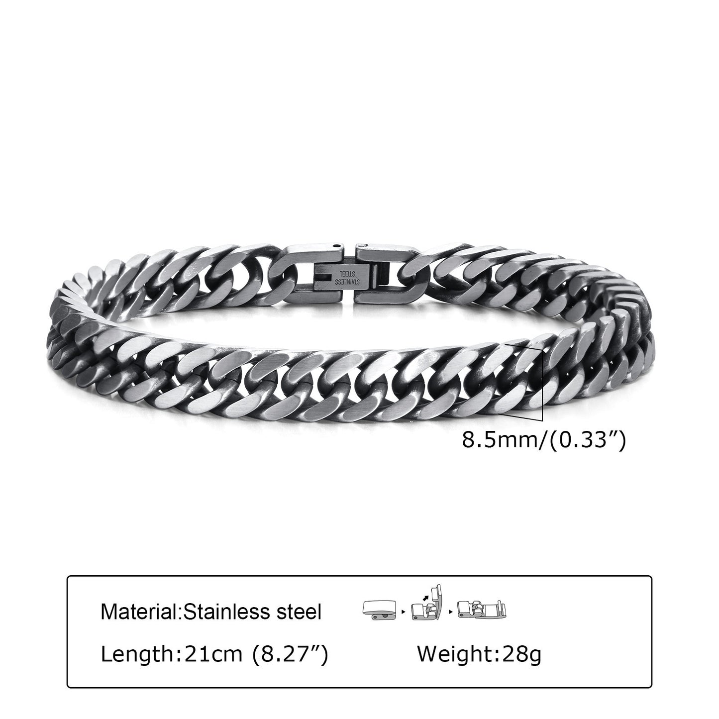 Ornement de bracelet épais pour hommes en acier inoxydable européen et américain