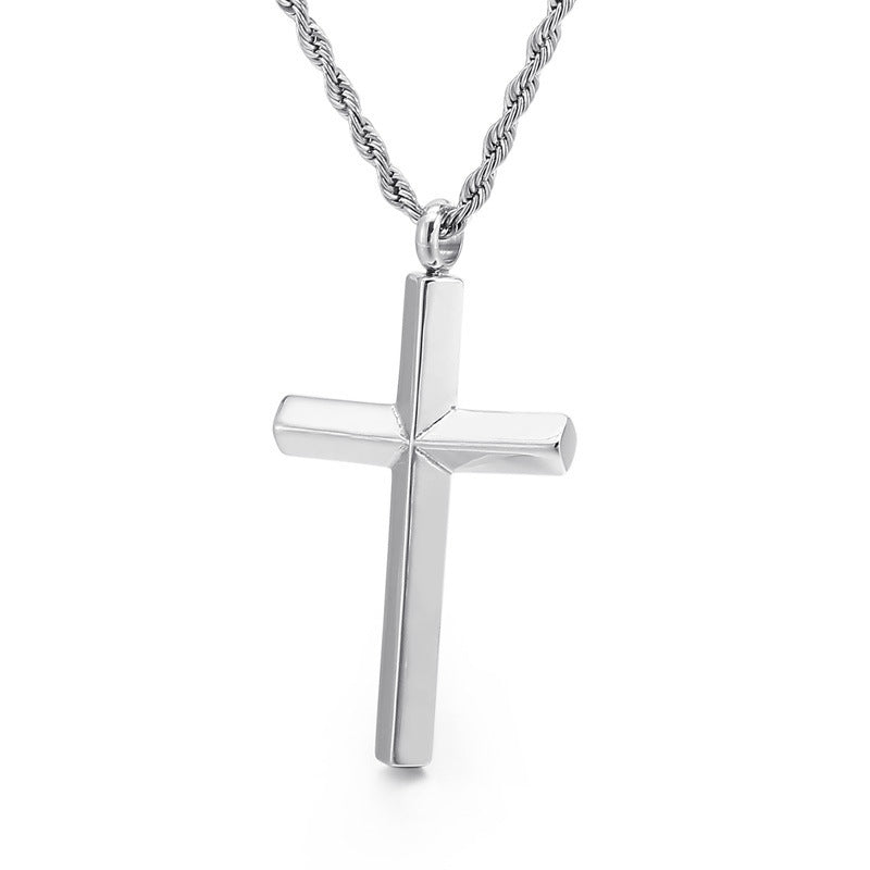 Pendentif croix galvanisé, collier créatif en acier titane et fleurs de chanvre, chaîne