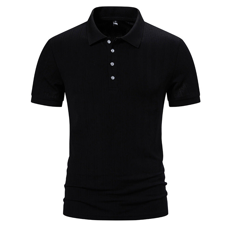 Men's Sunken Stripe Lapel Short Sleeve