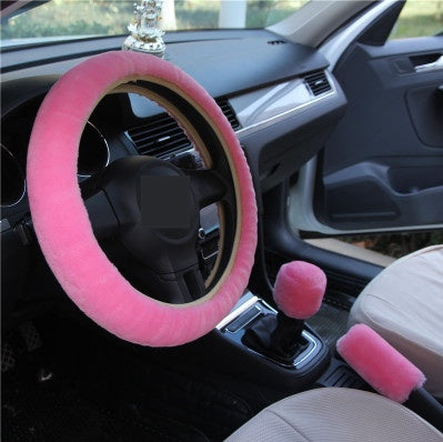 Housse de voiture en laine d'hiver, housse de volant en peluche