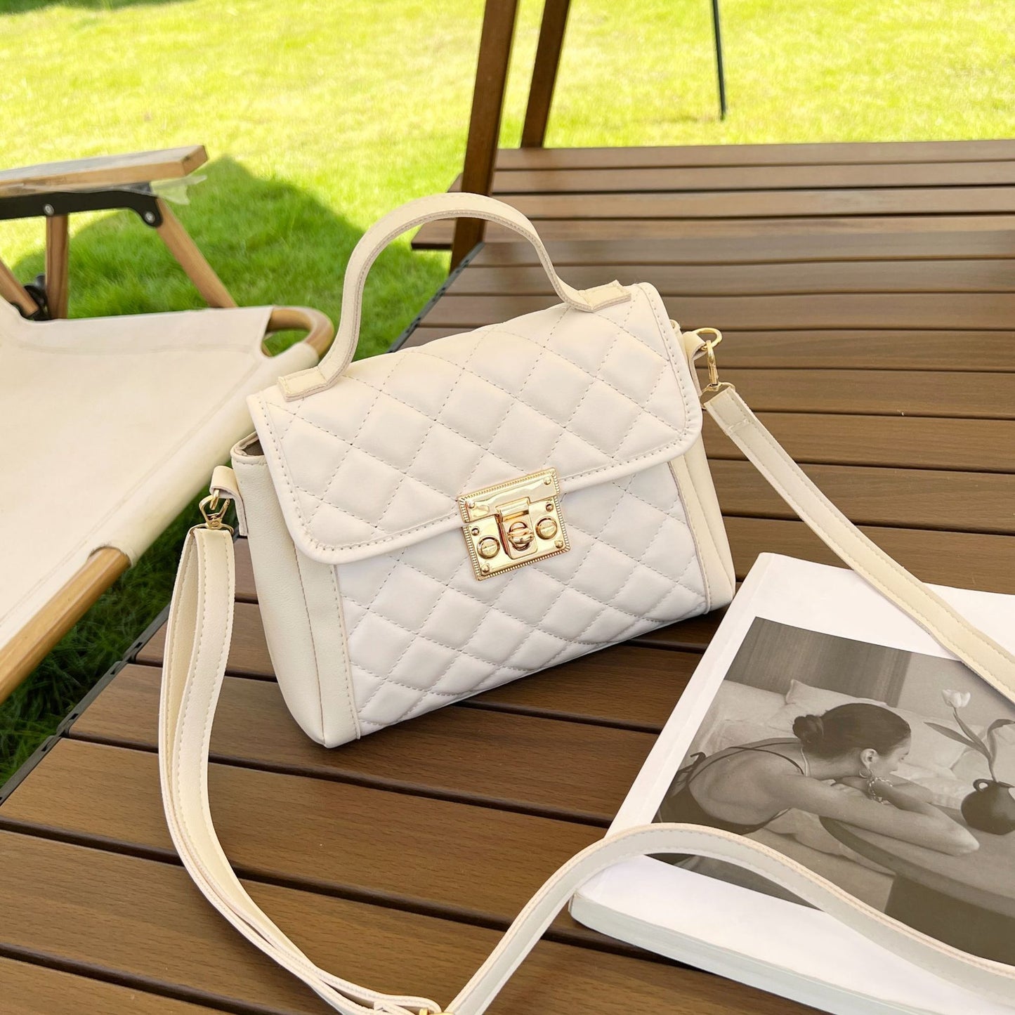 Sac à bandoulière en losange pour femmes, sac à main tendance en PU