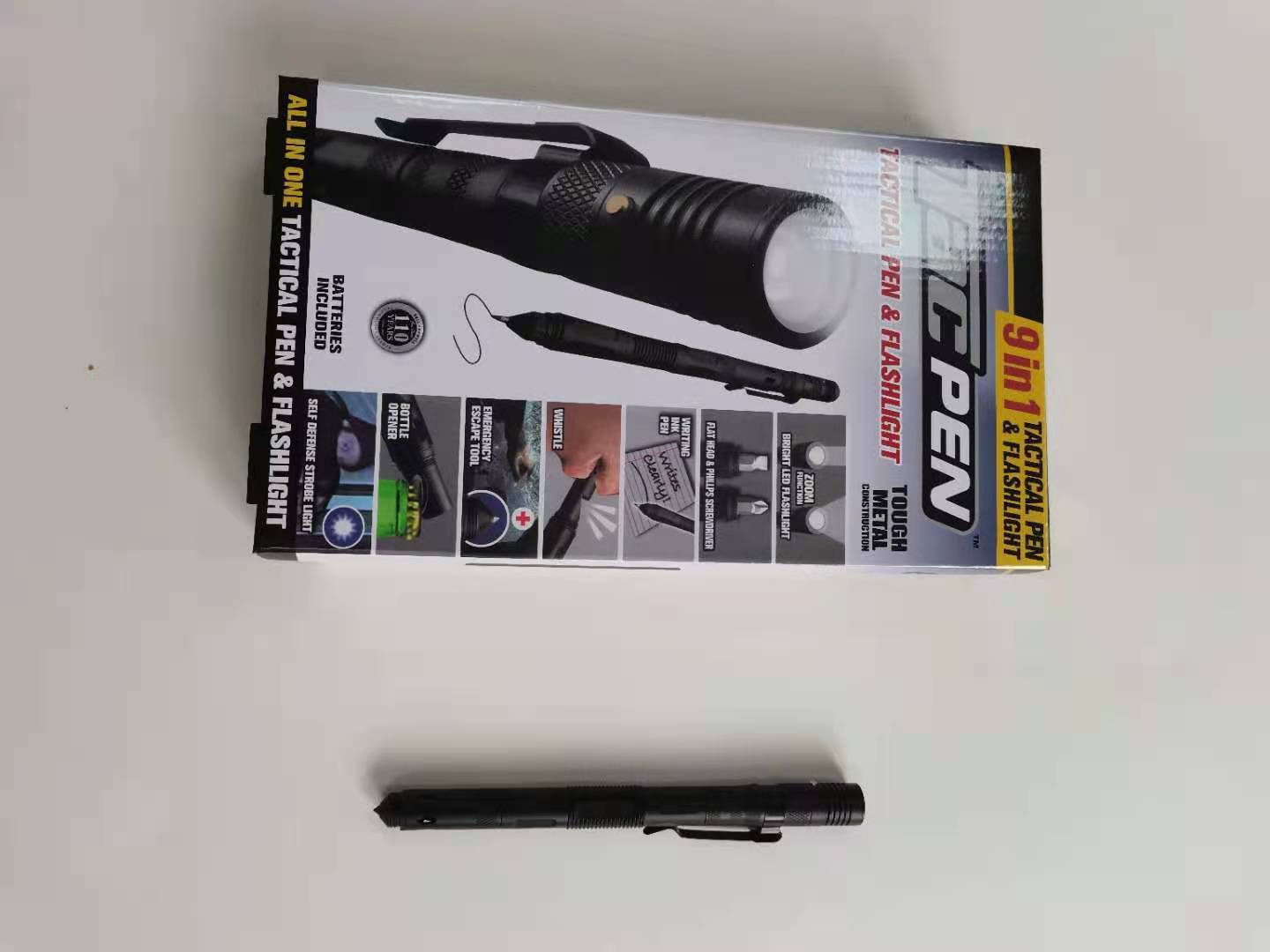 Nine-in-one Multi-function Flashlight Car Window Breaker Survival Pen EDC Outdoor Defense Portable Pen