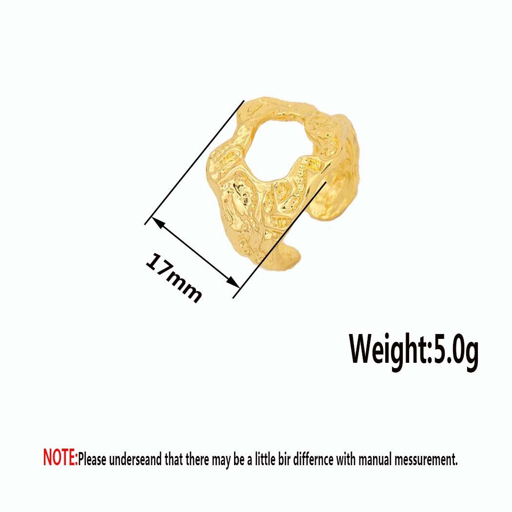 Anillo De Oro Chapado En Cobre Con Textura Hueca Cóncava Y Convexa Irregular