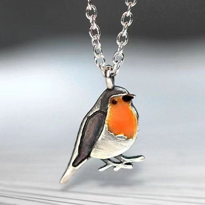 Retro Simple Fashion All-match Oil Dripping Colorful Bird Ring Rings Necklace