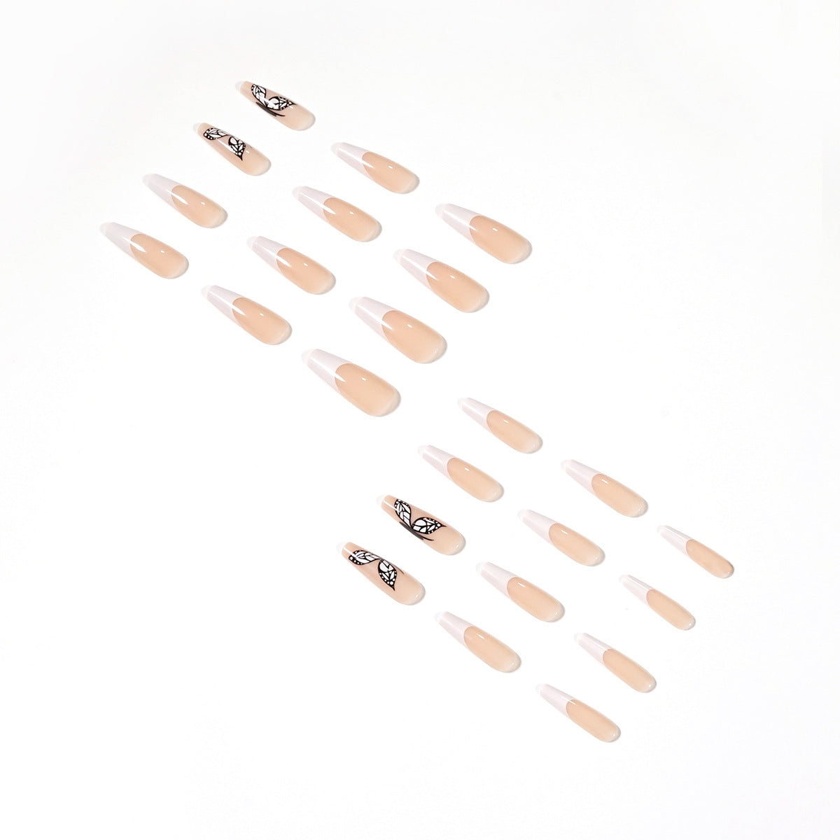 Uñas postizas de mariposa francesa blanca, pegatinas para uñas, pieza en forma de uña, belleza de uñas terminada