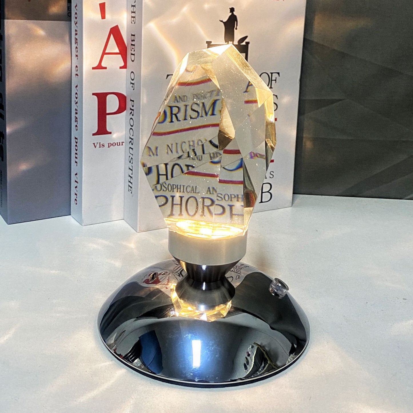 Led cristal veilleuse avec télécommande chambre décor lumière d'ambiance nouveauté cadeau Usb chevet romantique projecteur Rgb lampe de nuit