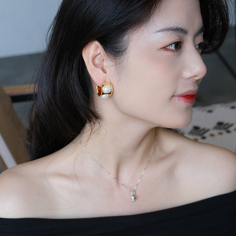Boucles d'oreilles en forme de C de Style français pour femmes, Design perle