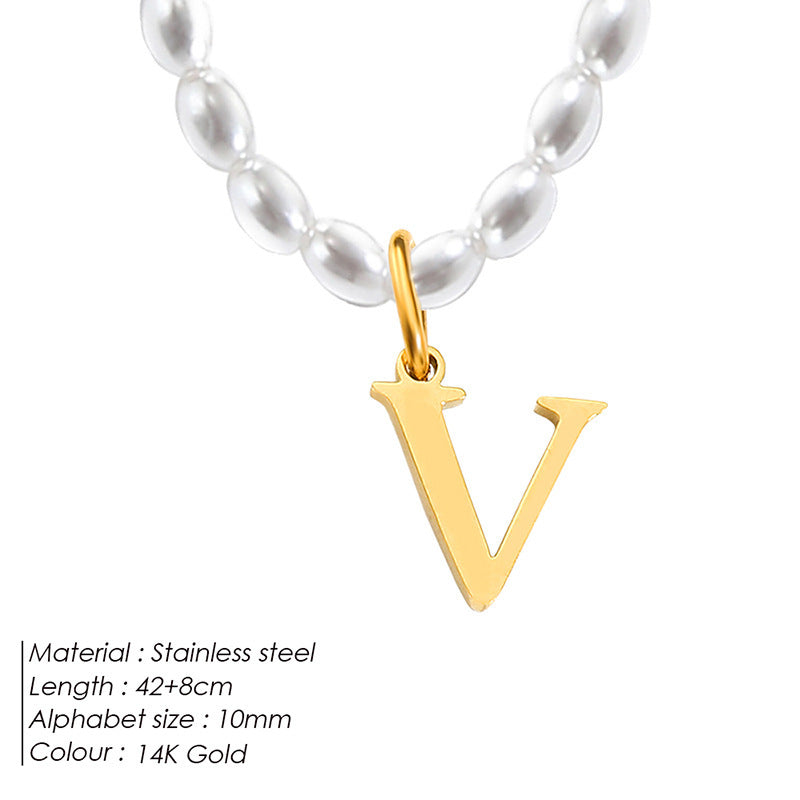 Collar de letras de acero inoxidable con diseño minoritario de lujo ligero