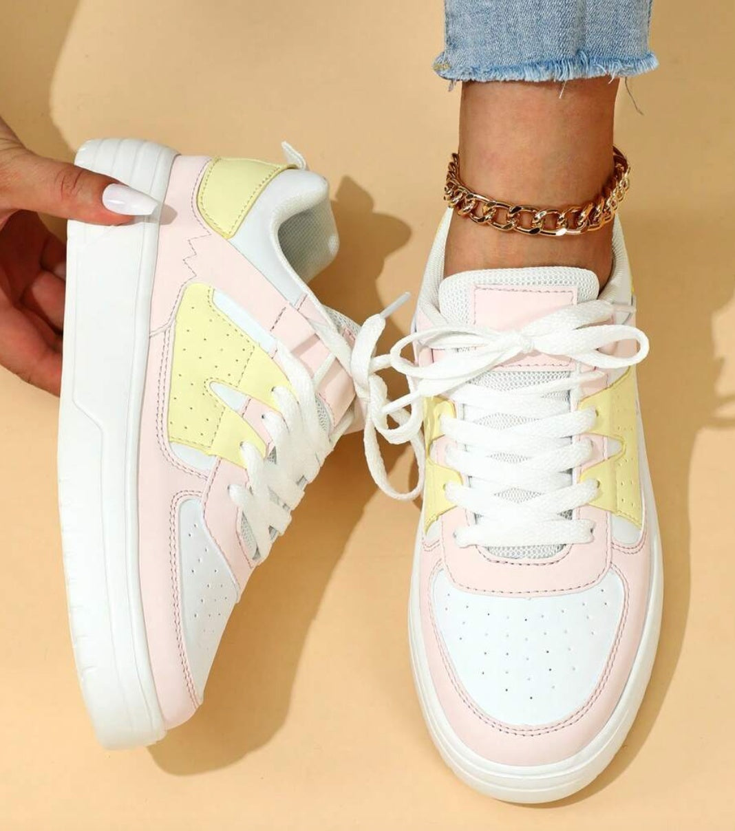Baskets à plateforme tendance, chaussures plates confortables à lacets, chaussures plates décontractées pour l'extérieur