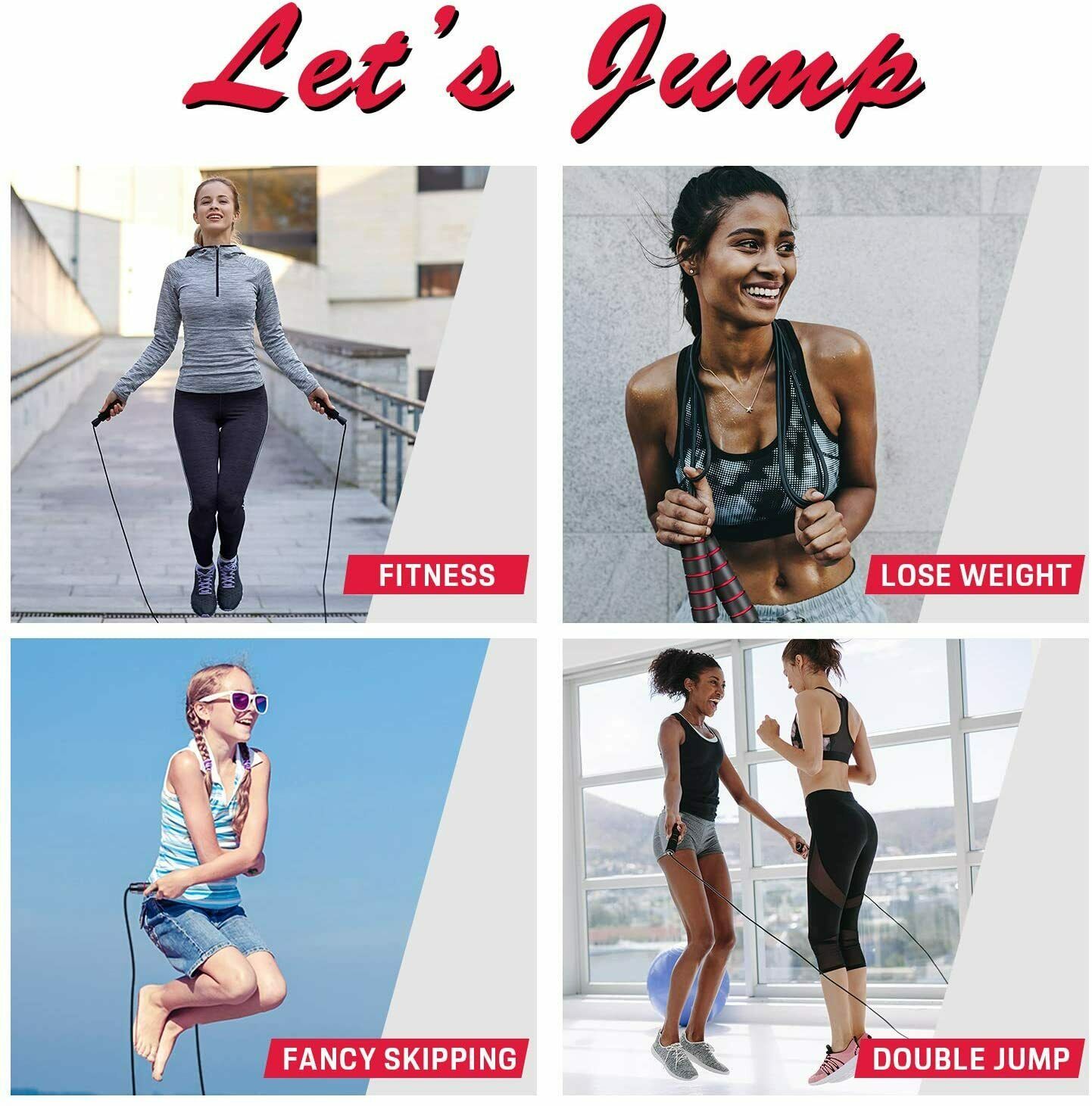 Jump' Rope Cable de cuerda para saltar de velocidad rápida sin enredos con rodamientos de bolas cuerda para saltar de acero gimnasio Fitness ejercicio en casa cuerpo delgado