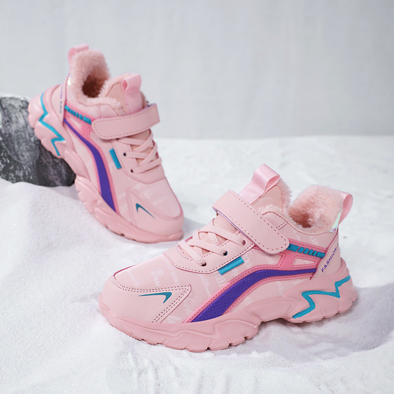 Baskets décontractées en cuir imperméable pour filles