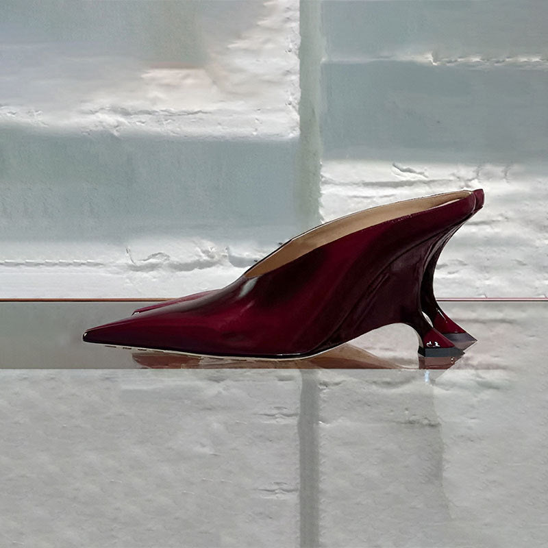 Chaussures à talons hauts et compensés épais en cuir verni à bouche moyenne en métal pour femmes, chaussures de grande taille