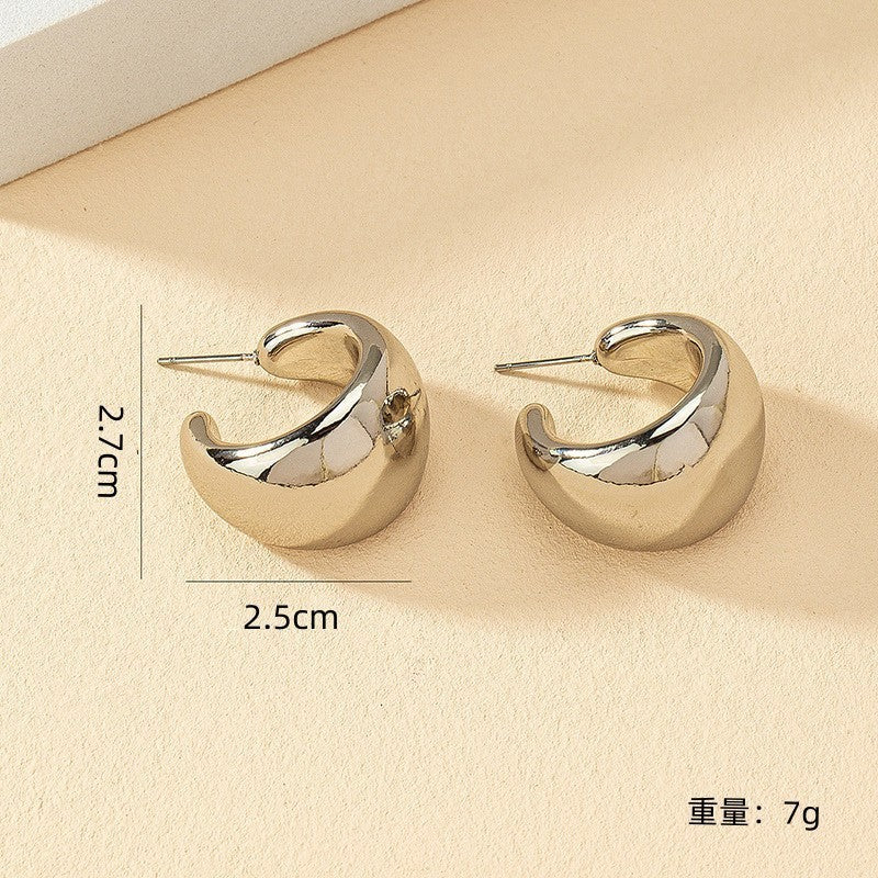 Boucles d'oreilles créoles en forme de C, simples, de style européen et américain