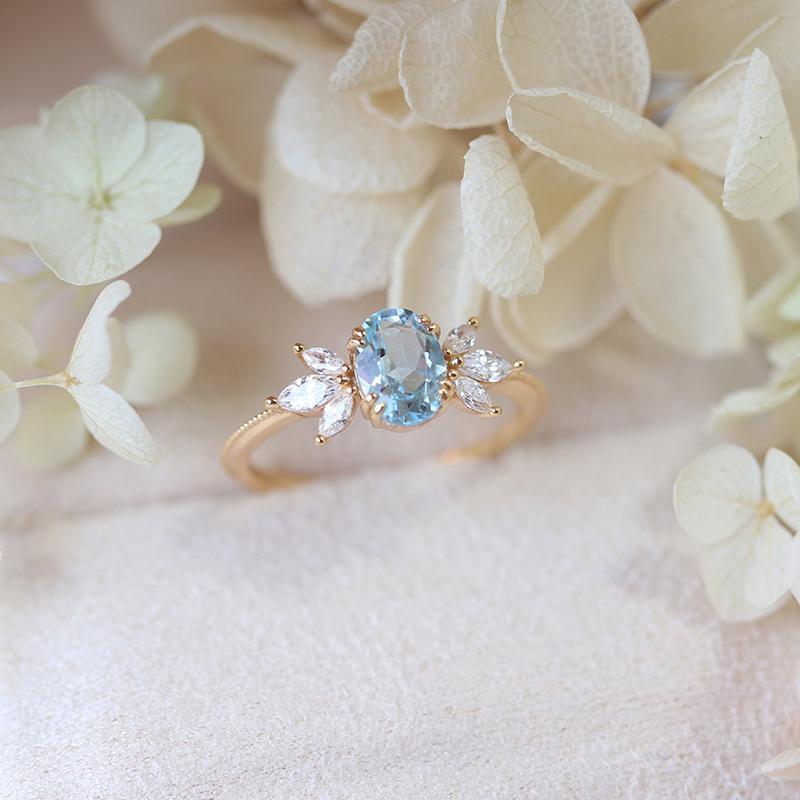 Anti-Sky Blue Topaz Ring For Women