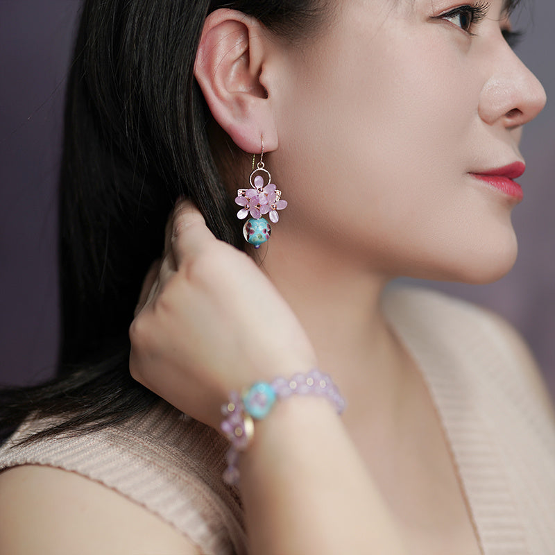 Boucles d'oreilles vintage à petites fleurs, style antique