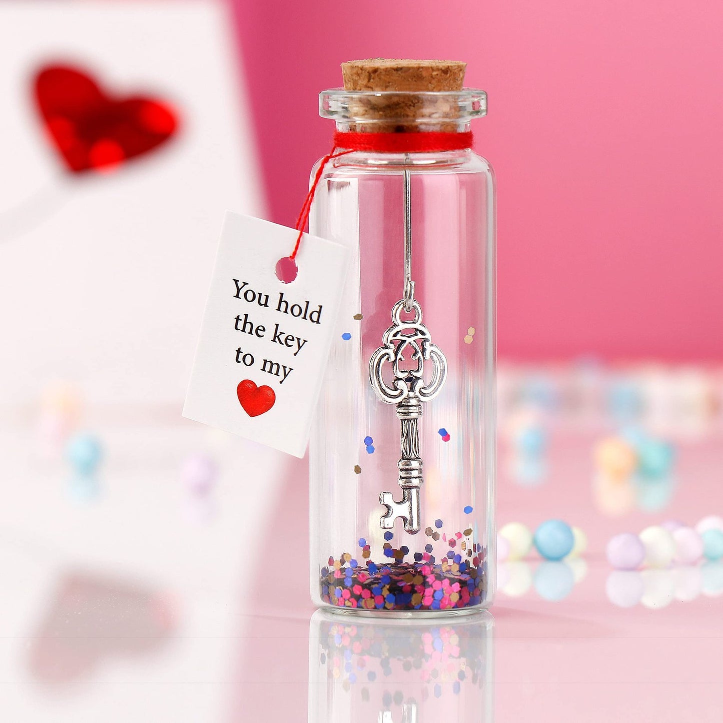 Pendentif d'amour en forme de bouteille de souhaits pour la Saint-Valentin